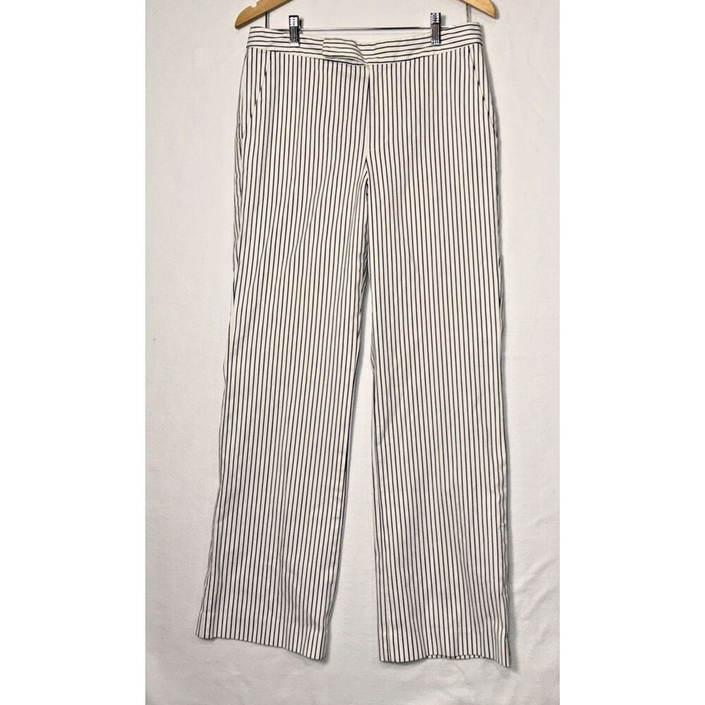 Lauren By Ralph Lauren White Striped Straight Leg Pants Size 8 Beachy Nautical